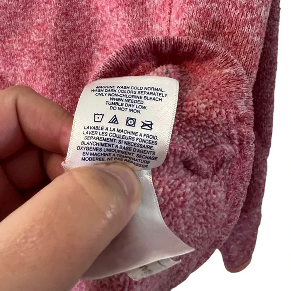 Lands End Girls Quarter Zip Pullover Sweater Small 7-8 Marled Pink Orange Trim - Picture 6 of 6